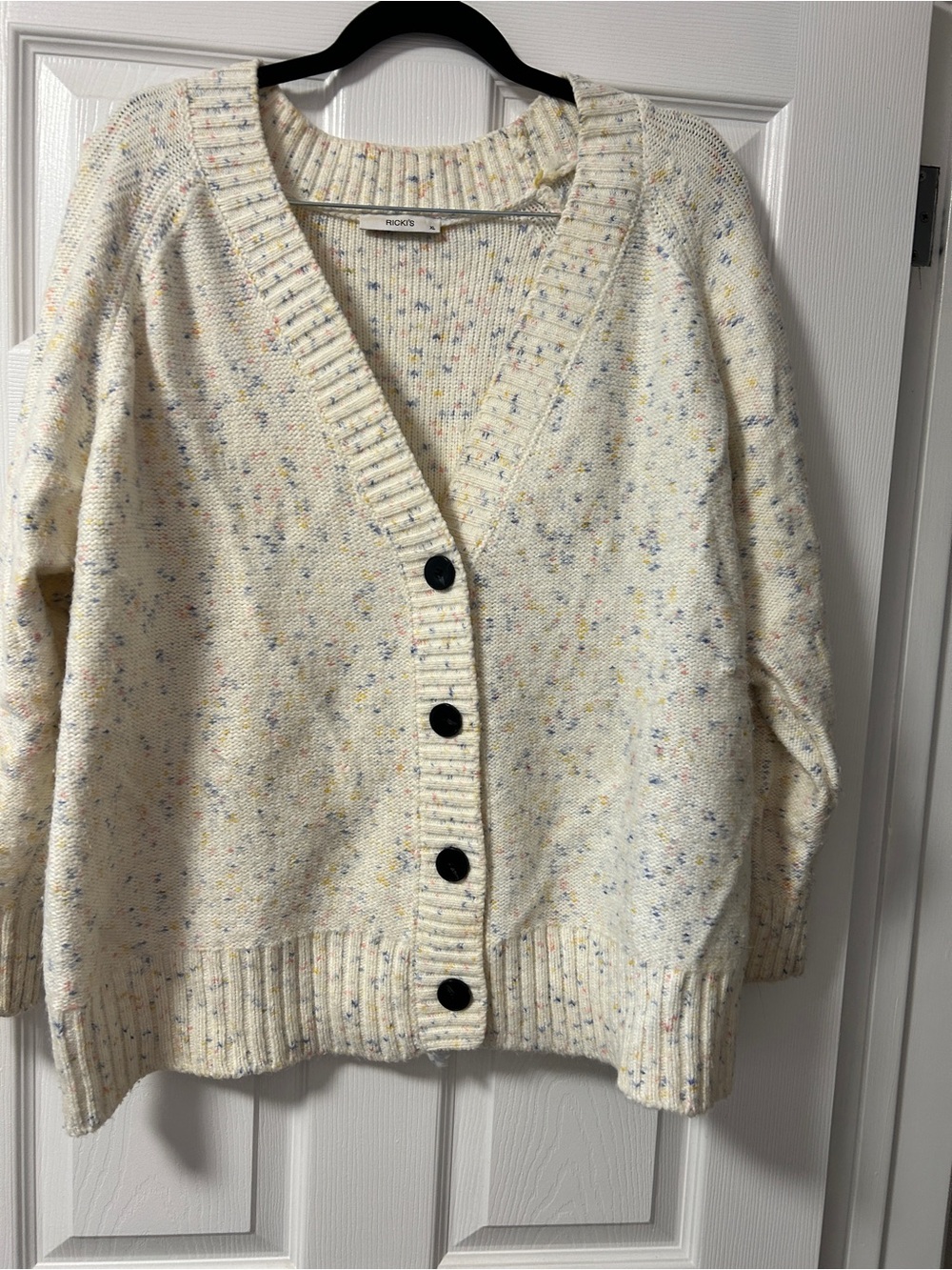 Ricki's Ivory Speckled Button Cardigan Sweater